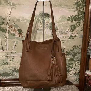 MICHAEL Michael Kors Brown Pebbled Leather Shoulder Bag with Tassels